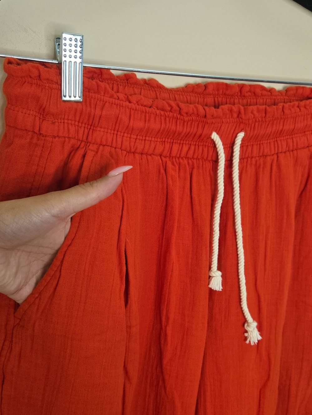 Old Navy Coral Crinkle Gauze Barrel Ankle Pants High Waist NWT Small Petite - Picture 3 of 8